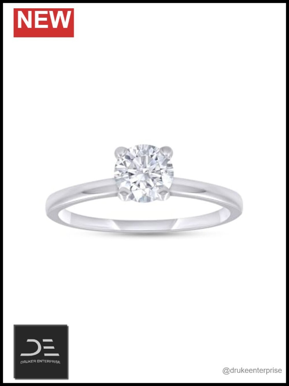 18K Gold Plated Moissanite Solitaire Engagement Ring Round VVS1 Size 7